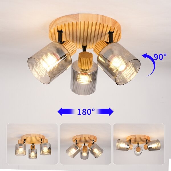 Brilagi - Lampă spot HYGGE 3xE14/15W/230V, lemn/fumuriu