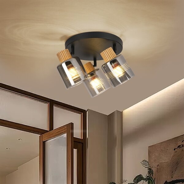 Brilagi - Corp de iluminat cu spoturi HYGGE 3xE14/15W/230V negru/fumuriu