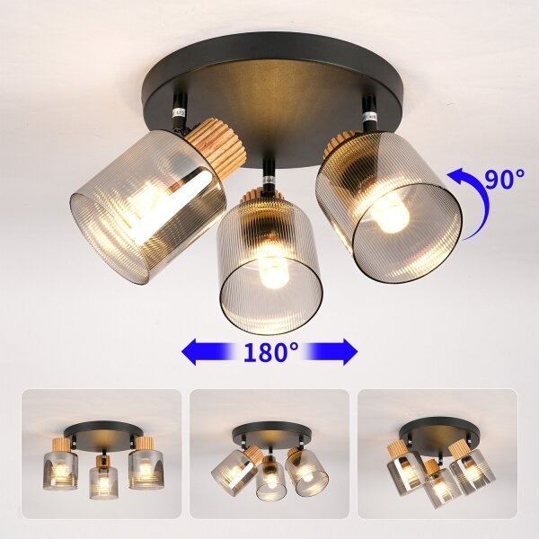 Brilagi - Corp de iluminat cu spoturi HYGGE 3xE14/15W/230V negru/fumuriu