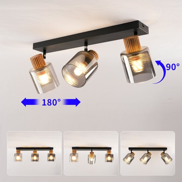 Brilagi - Plafonieră cu spoturi HYGGE 3xE14/15W/230V negru/fumuriu