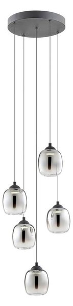 Redo 01-3488 - Lustru LED dimabil KHADI suspendat pe cablu, 5 x LED / 5,2 W / 230 V, negru/fumuriu