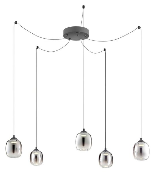 Redo 01-3487 - Lustră dimabilă pe cablu KHADI 5xLED/5,2W/230V negru/fumuriu