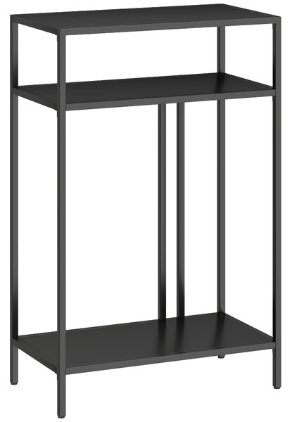HOMCOM Consolă cu Rafturi Deschise pe 3 Niveluri, din Oțel, 55x30x85 cm, Negru | Aosom Romania