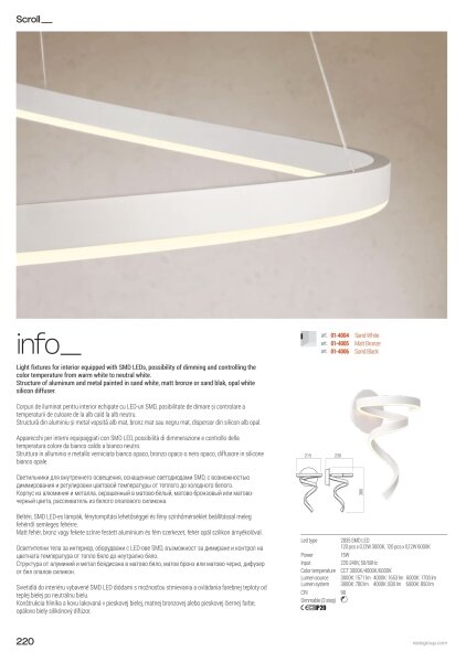Plafonieră LED dimmabilă SCROLL, 38W/230V, auriu - Redo 01-4011