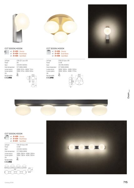 Redo 01-4307 - Plafonieră LED pentru baie OVUM 3xLED/5W/230V IP44 alamă