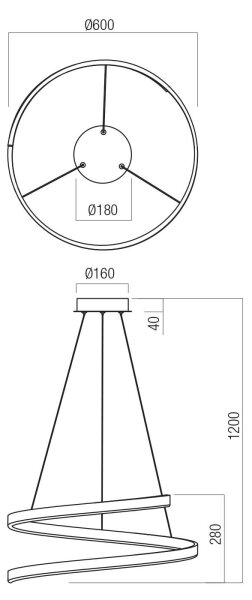 Redo 01-4014 - Lustra LED dimabilă suspendată pe cablu SCROLL LED/38W/230V, auriu
