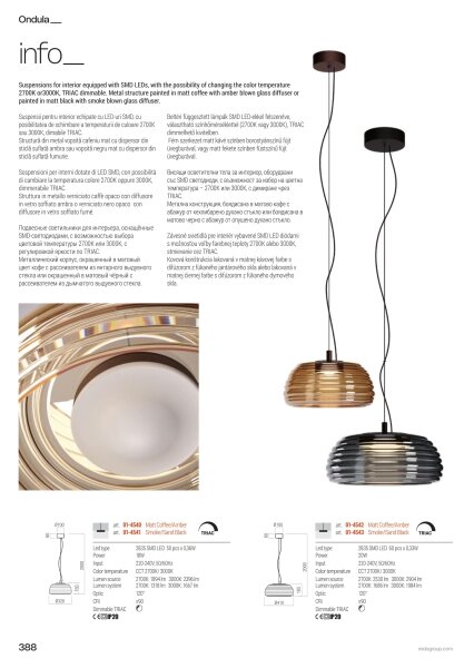 Redo 01-4543 - Lustră LED dimmabilă suspendată pe cablu ONDULA LED/16W/230V negru/fumuriu