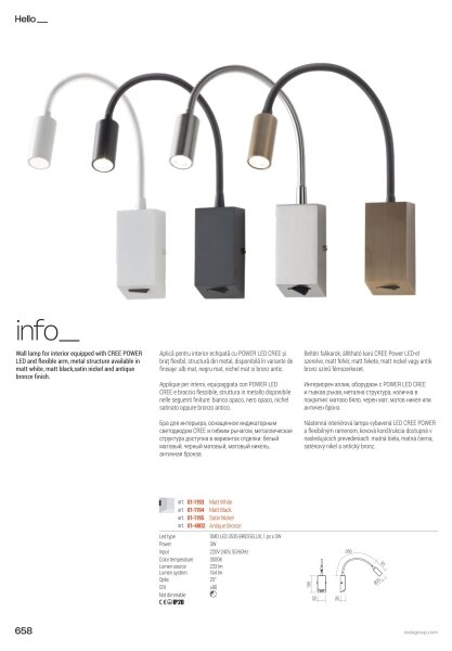 Redo 01-4802 - Lampă flexibilă LED HELLO, 3W, 230V, bronz