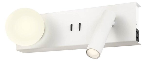 Redo 01-4660 - Aplica LED de perete NORMA, 5W/230V + LED 3W, CRI 90, USB, alb