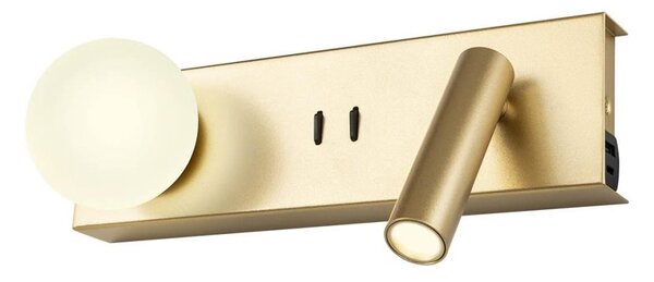 Redo 01-4661 - Aplică de perete NORMA LED/5W/230V + LED/3W CRI 90 USB, aurie