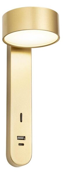 Redo 01-4641 - Aplică de perete LED SADES, 6W, 230V, CRI 90, USB, auriu
