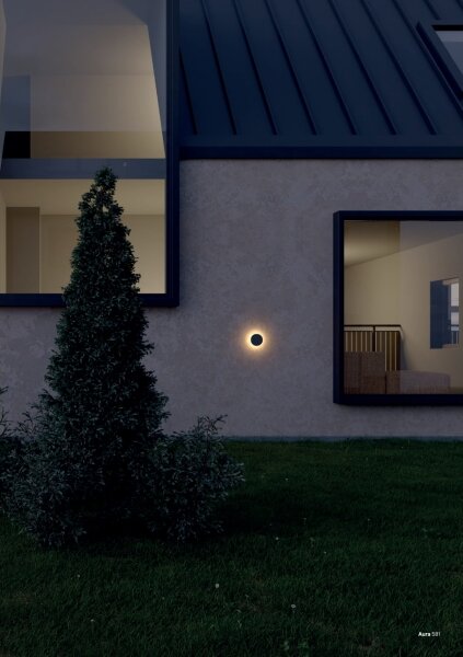 Redo 90369 - Aplica LED de exterior AURA, 8W, 230V, 3000K, IP65, antracit