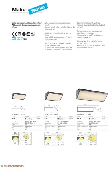 Redo 90678 - Aplica LED de exterior MAKO LED/65W/230V 3000K IP65 antracit