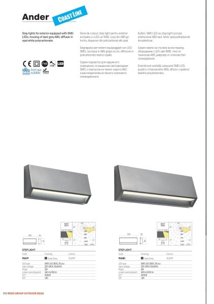 Redo 90680 - Lampă de orientare exterioară ANDER LED/4W/230V 3000K IP65 antracit