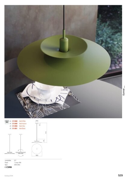 Redo 01-3049 - Lustru suspendat pe cablu GUNNAR 1xE27/42W/230V diam. 50 cm portocaliu