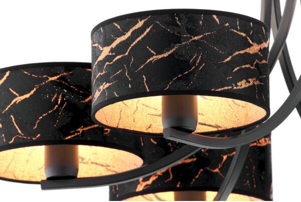 Jupiter 2108- Candelabru pe lanț ARTHUR 6xE27/15W/230V negru/portocaliu/decor marmură