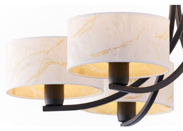 Jupiter 2105 - Candelabru suspendat pe lanț ARTHUR 6xE27/15W/230V alb/negru/decor marmură