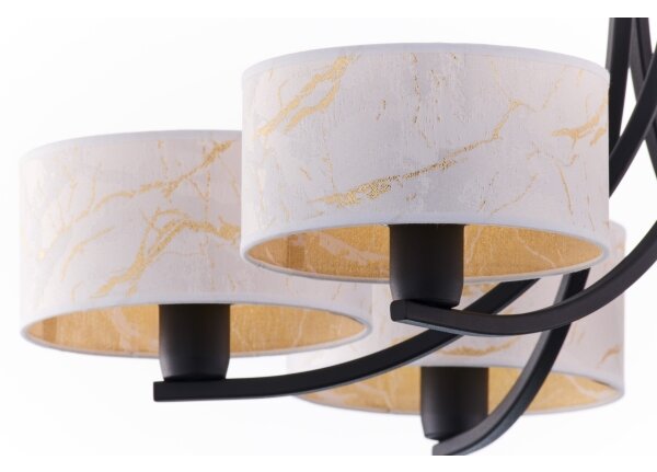 Jupiter 2105 - Candelabru suspendat pe lanț ARTHUR 6xE27/15W/230V alb/negru/decor marmură