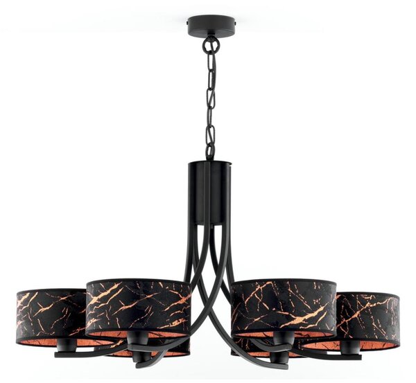 Jupiter 2108- Candelabru pe lanț ARTHUR 6xE27/15W/230V negru/portocaliu/decor marmură