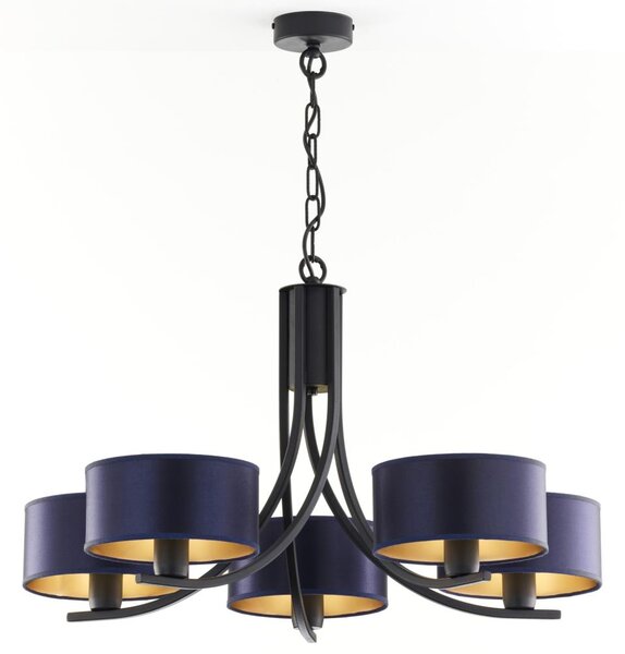 Jupiter 2101 - Lustră cu lanț ARTHUR 5xE27/15W/230V albastru/negru