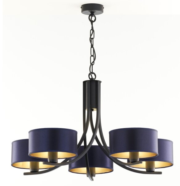 Jupiter 2101 - Lustră cu lanț ARTHUR 5xE27/15W/230V albastru/negru