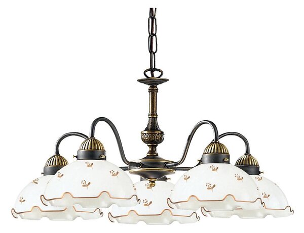 Kolarz 731.85.160 - Candelabru suspendat pe lanț NONNA 5xE27/75W/230V cu motive florale, finisaj aur roz