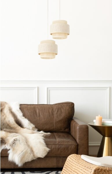 Candelabru pe cablu BOHO 2xE27/60W/230V crem/iută