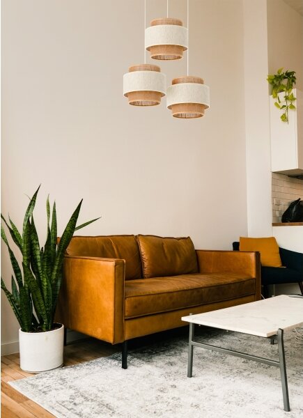 Lustră pe cablu BOHO 3xE27/60W/230V crem/iută