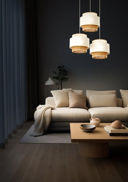 Lustră suspendată BOHO pe cablu 3xE27/60W/230V alb/iută
