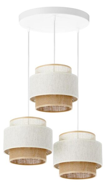 Lustră suspendată BOHO pe cablu 3xE27/60W/230V alb/iută