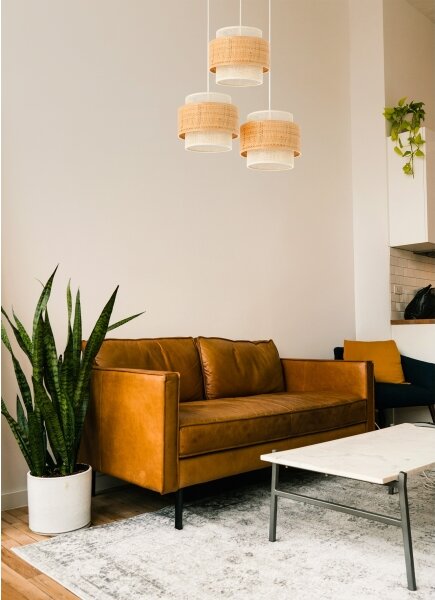 Candelabru pe cablu BOHO 3xE27/60W/230V iută/crem