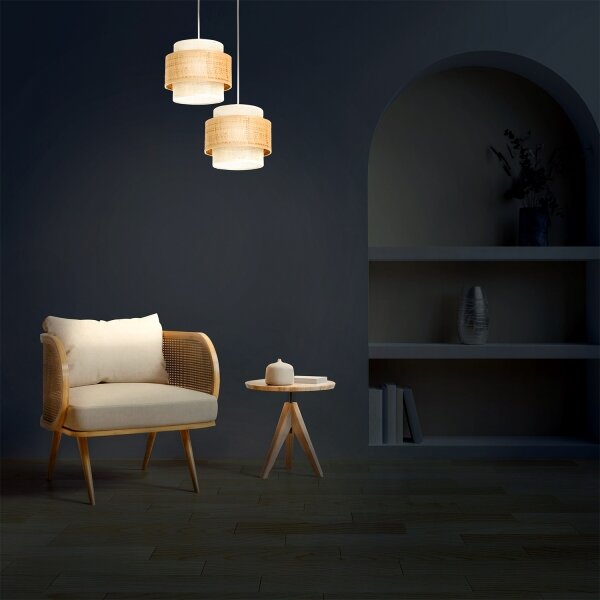 Candelabru cu cablu BOHO 2xE27/60W/230V iută/crem