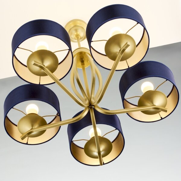 Jupiter 2114 - Candelabru pe tijă KASZMIR 5xE27/15W/230V albastru/auriu