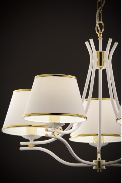 Jupiter 2084 - Candelabru pe lanț SAMBA, 5xE27/15W/230V, alb/auriu