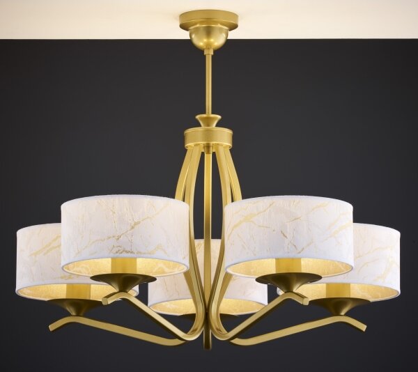 Jupiter 2110 - Lustră pe tijă KASZMIR 5xE27/15W/230V alb/auriu/decor marmură