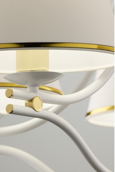 Jupiter 2084 - Candelabru pe lanț SAMBA, 5xE27/15W/230V, alb/auriu