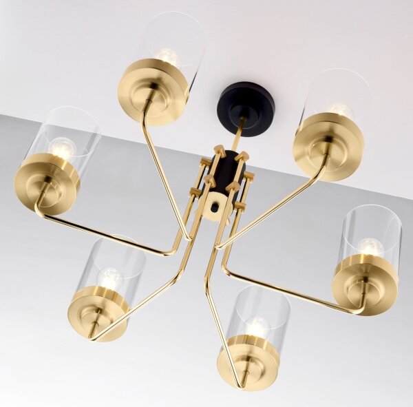 Jupiter 2089 - Lustră pe tijă RAMIREZ, 6xE27/15W/230V, auriu/negru