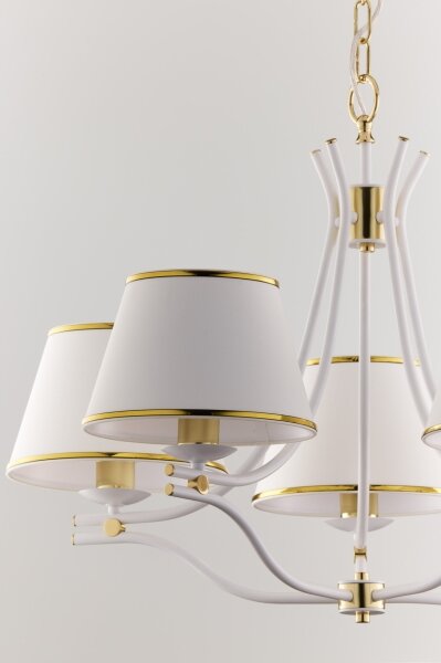 Jupiter 2084 - Candelabru pe lanț SAMBA, 5xE27/15W/230V, alb/auriu