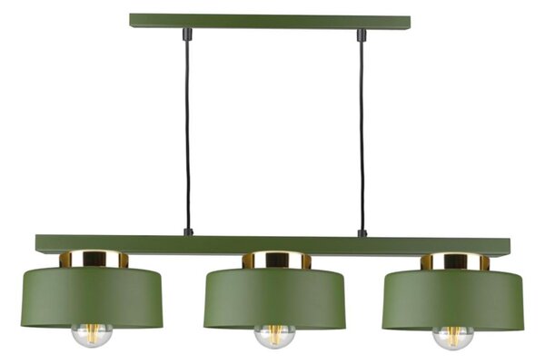 Lustră suspendată pe cablu IGNIA, 3 x E27, 60 W, 230 V, verde/auriu