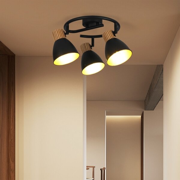 Brilagi - Lampă cu spoturi ODENSE 3xE14/10W/230V lemn/negru