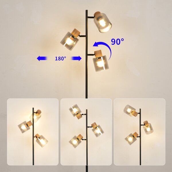 Brilagi - Lampă de podea HYGGE 3xE14/15W/230V lemn/fumuriu