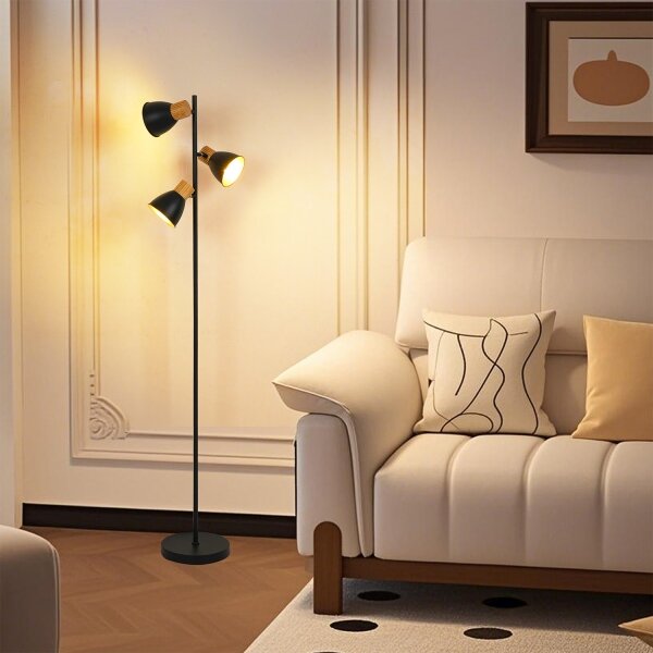 Brilagi - Lampă de podea ODENSE 3xE14/10W/230V lemn/negru