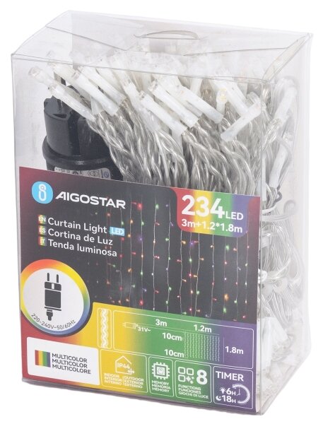 Aigostar - Ghirlandă LED pentru exterior 234 LED-uri / 8 funcții 1,2 x 1,8 m IP44 multicolor
