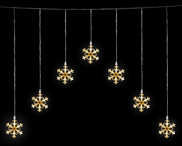 Aigostar - Ghirlandă LED pentru exterior, 84 LED, 230 V, 1,2 x 1 m, IP44, alb cald, fulgi de zăpadă