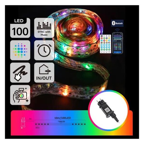 Aigostar - Ghirlandă LED RGBICW pentru exterior, 100 LED / 10 W / 230 V, 10 m, IP44 + telecomandă