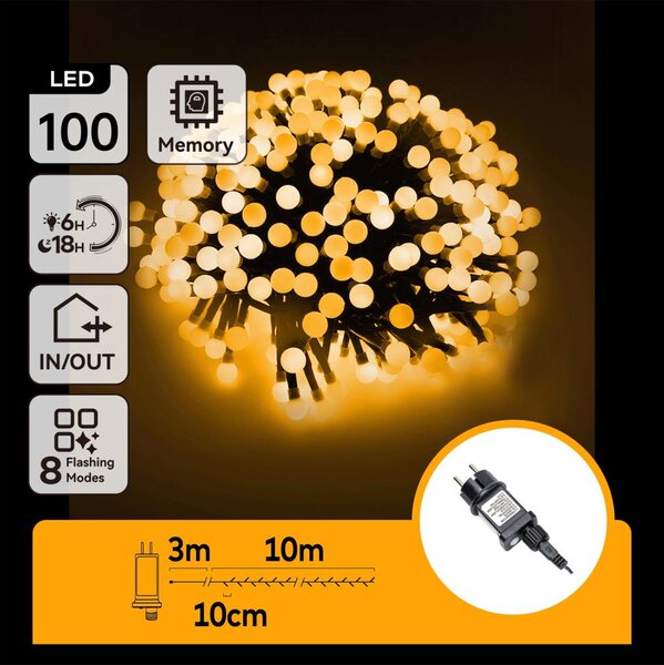 Aigostar - Ghirlandă LED decorativă pentru exterior 100xLED/3,6W/230V/8 funcții 10m IP44 alb cald