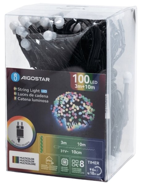Aigostar - Ghirlandă LED RGBY decorativă de exterior 100xLED/3,6W/230V/8 funcții 10m IP44