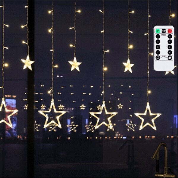 Aigostar - Ghirlandă LED de Crăciun pentru exterior, 120xLED/6W/230V/8 funcții, 3x0,6 m, IP44, alb cald + telecomandă