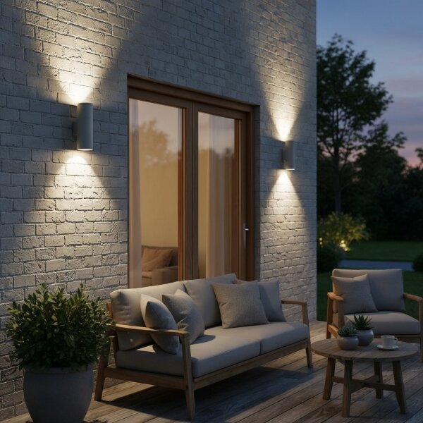 Ideal Lux - Aplica de exterior GUN 1xGU10/35W/230V 21 cm IP44 gri