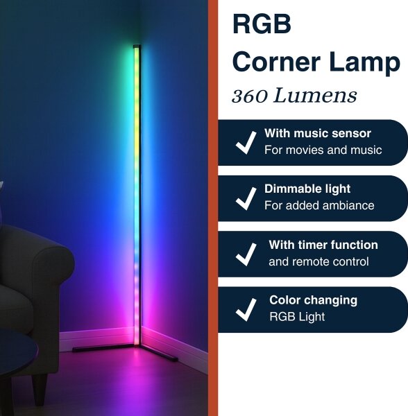 Grundig - Lampă de podea LED RGBW reglabilă LED/6W/230V + telecomandă
